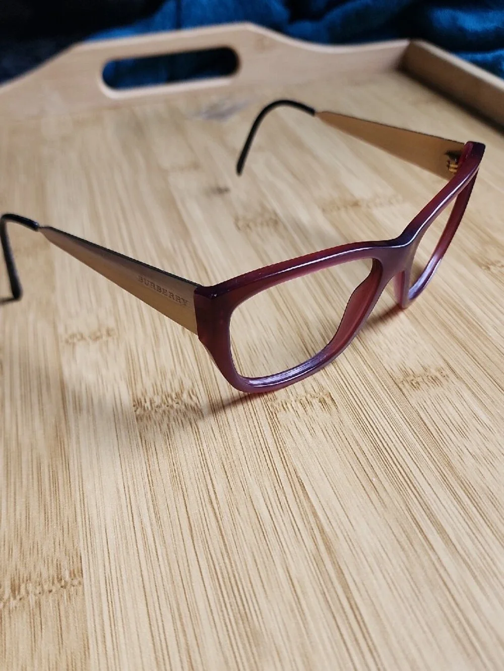 Burberry Brown Cat-Eye Sunglasses Frames with Gold Temples - No Lenses